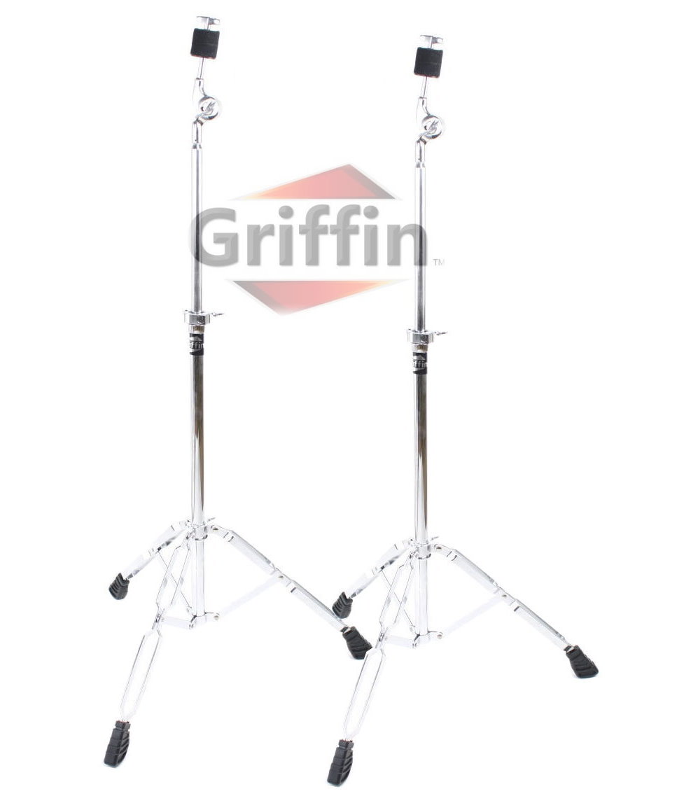 Cymbal Straight Stands Double Braced Drum Hardware 2 Pack by Griffin
