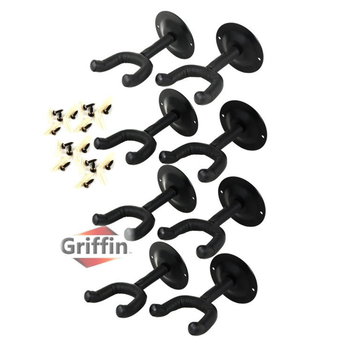 Guitar Wall Hangers Mount Wallmount Hanger Hooks 8 Pack by Griffin Stands
