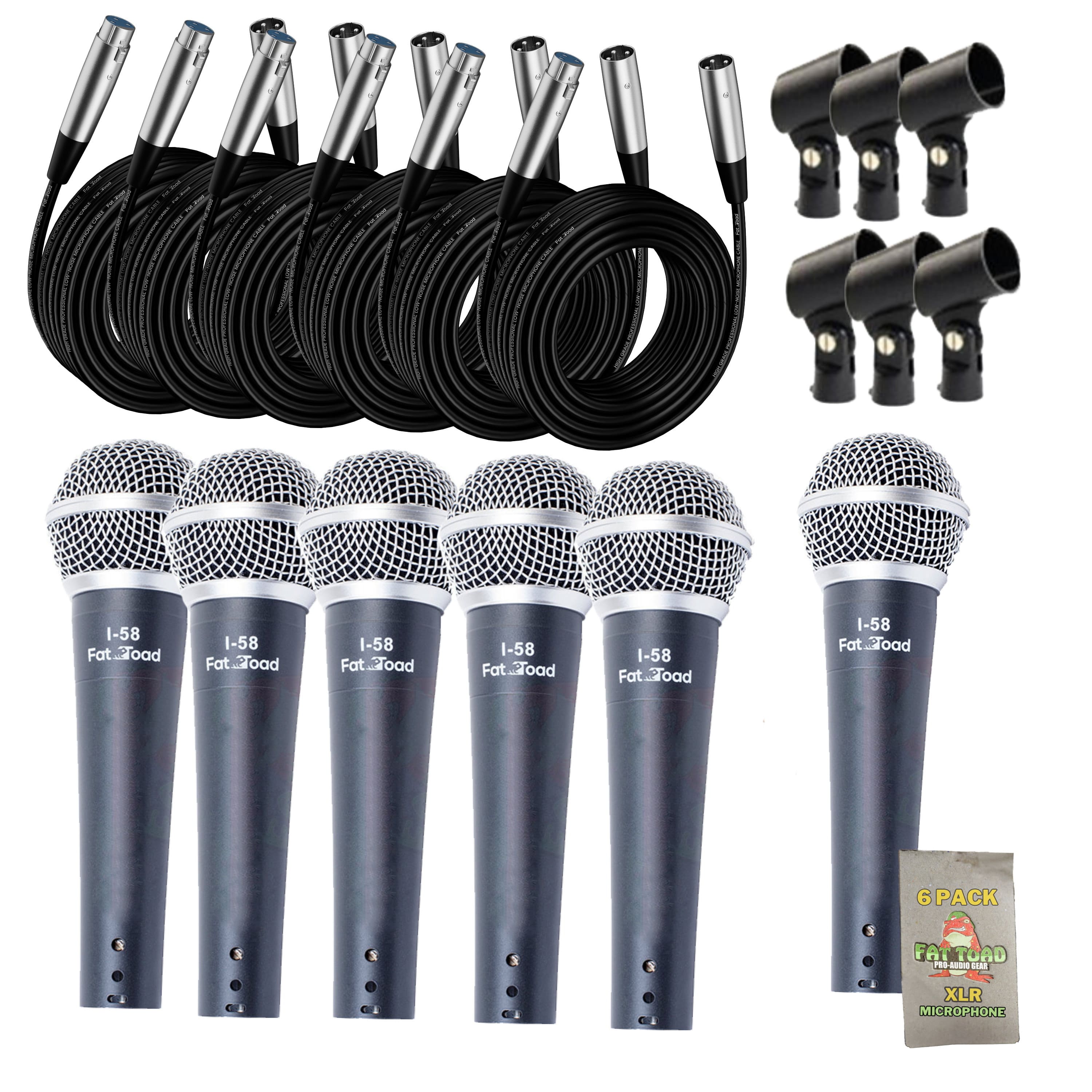 Hand-Held Dynamic Microphone Package with XLR Mic Cables 6 PACK by Griffin