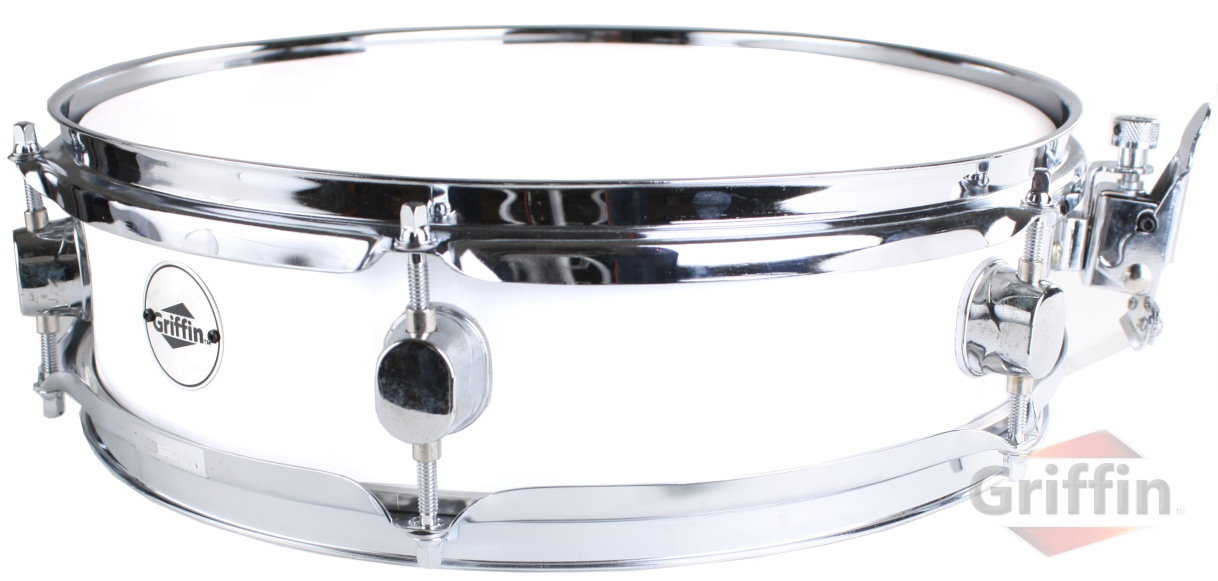 Pearl White Piccolo Snare Drum Wood Maple Shell 13" x 3.5" Griffin