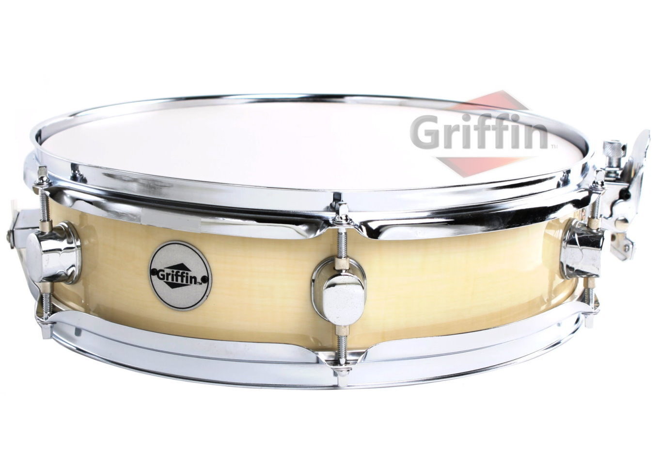 Wood Finish Piccolo Snare Drum Maple Shell 13" x 3.5" Griffin