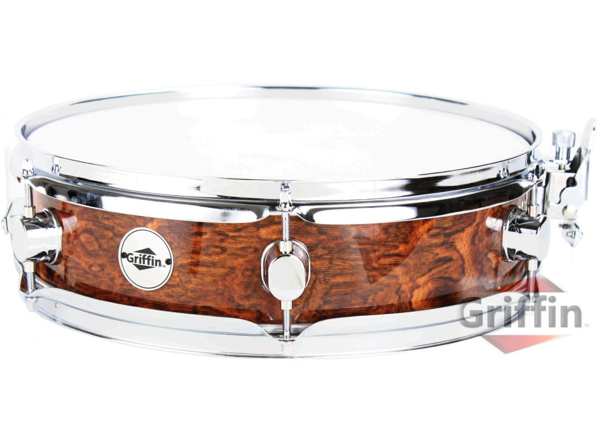 Wood Finish Piccolo Snare Drum Shell 13" x 3.5" Griffin Dark Wood