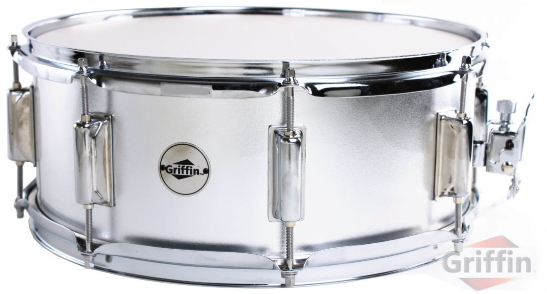 Sparkle Silver Snare Drum Wood Maple Shell 14" x 5.5" Griffin