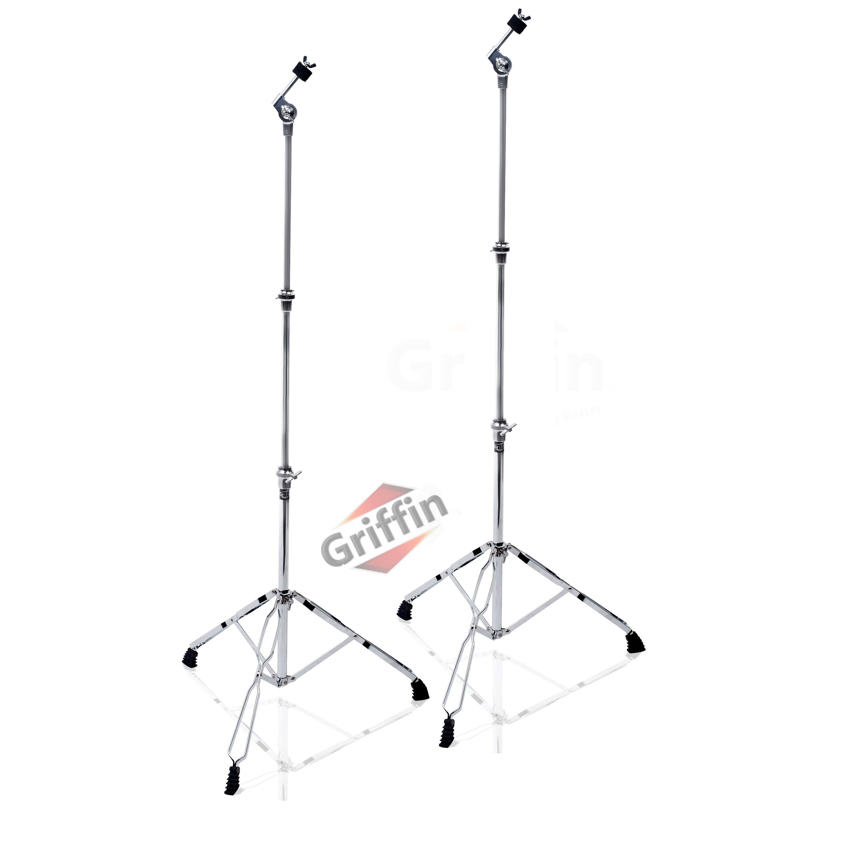 Straight Cymbal Stand Drum Hardware 2 Pack Drummers Double-Braced Cymbal Stands by Griffin