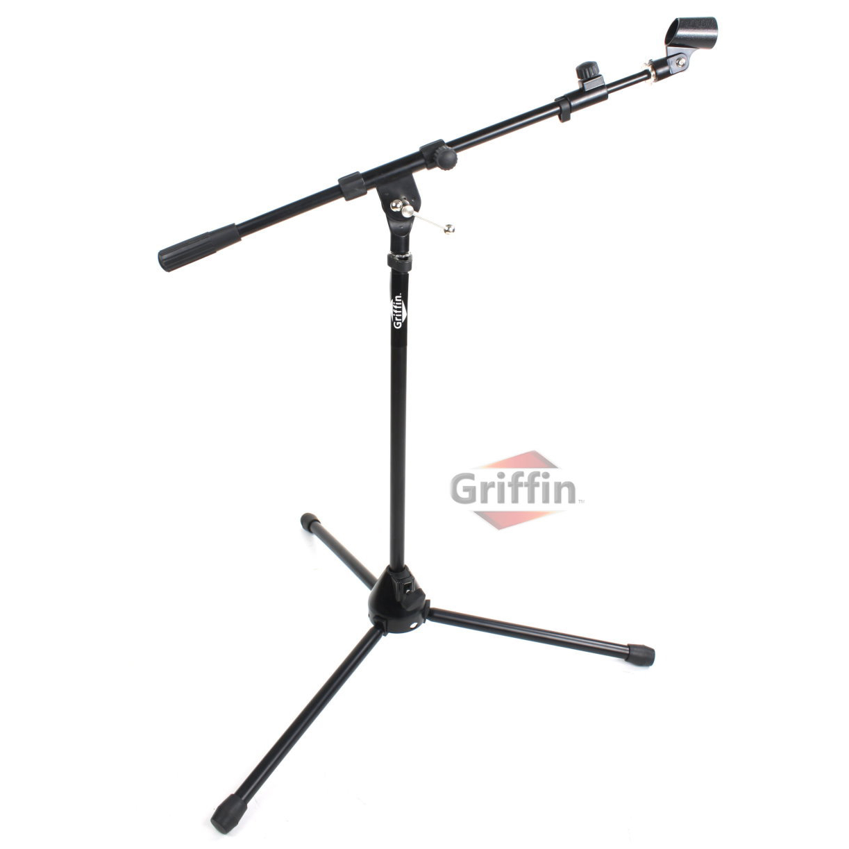 Kick Drum Mic Stand Short Microphone Boom Arm Mount Low-Profile Tripod with Mic Clip by Griffin
