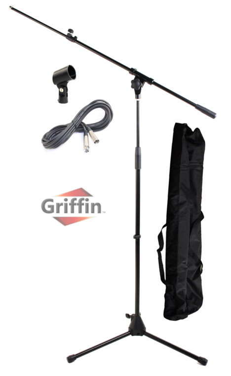 Mic Boom Stand Package with Microphone Cable, Carrying Bag & Mic Clip by Griffin