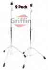 Cymbal Straight Stands Double Braced Drum Hardware 2 Pack by Griffin