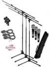 Dynamic Mic Package with Microphone Boom Stand, XLR Cables, Clips and Carrying Bag 3 Pack by Griffin