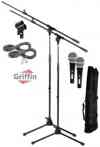 Dynamic Vocal Mic with Microphone Boom Stands, XLR Cables & Clips 2 Pack by Griffin