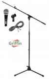 Dynamic Vocal Microphone with XLR Cable, Mic Stand & Clip by Griffin 