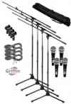 Microphone Package with Boom Stands Cardioid Dynamic Mics, XLR Cables, Carrying Bag and Clips 4 Pack by Griffin
