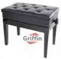 Adjustable Piano Bench with Storage Black Ebony Leather Wood Keyboard Seat by Griffin
