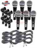 Hand-Held Dynamic Microphone Package with XLR Mic Cables 6 PACK by Griffin