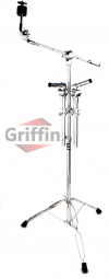 Double Tom Cymbal Stand with Cymbal Arm Heavy-Duty Hardware Mount by Griffin