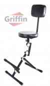 Musicians Throne with Backrest and Footrest Adjustable Drum Stool by Griffin