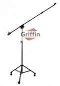 Studio Microphone Boom Stand on Wheels Tripod Mic Arm with Casters and Mic Clip by Griffin