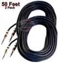 Pro-Audio Speaker Cables Pair PA DJ 1/4" Jack Cable 16-Gauge 50 ft by Griffin