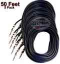 PA Speaker Cables Pro Audio 1/4" 16 Gauge Wire Cable For PA DJ 50 Ft Set of 5 Cables by Griffin