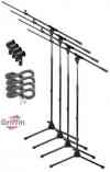 Mic Boom Stands with XLR Microphone Cables and Microphone Clips 4 Pack by Griffin