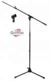 Telescoping Microphone Stand with Mic Clip Boom Arm Tripod Style by Griffin