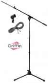 Microphone Stand Package with Microphone Cable and Mic Clip Holder by Griffin