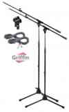 Microphone Boom Stands with Microphone XLR Cables & Mic Clips 2 Pack by Griffin