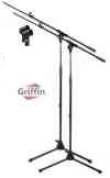 Boom Microphone Stand with Microphone Cables, Carrying Bag, & Mic Clips 2 Pack by Griffin