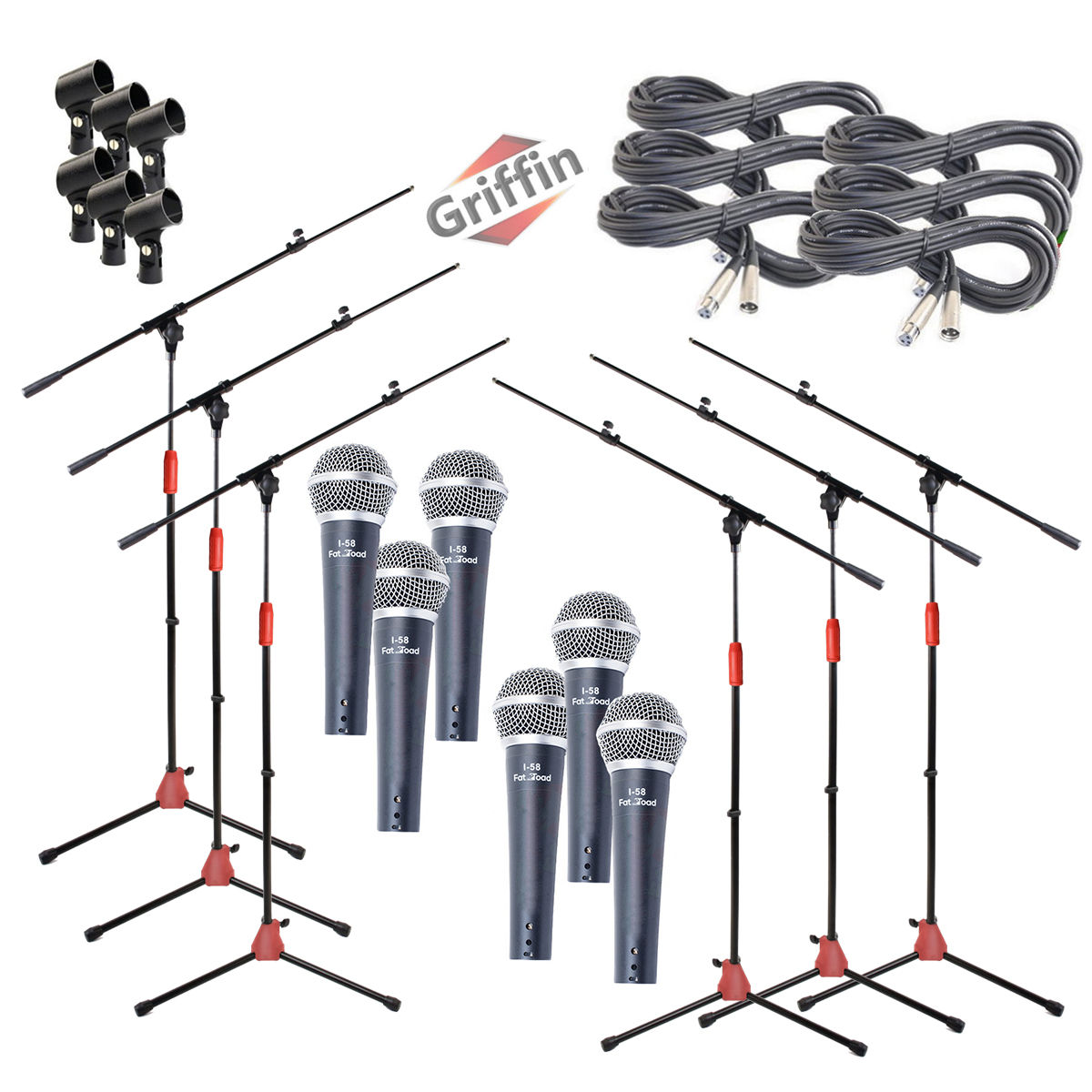 Microphone Boom Stand 6PACK Cardioid Dynamic Mic Studio Stage Mount XLR Cable 797734483185 eBay