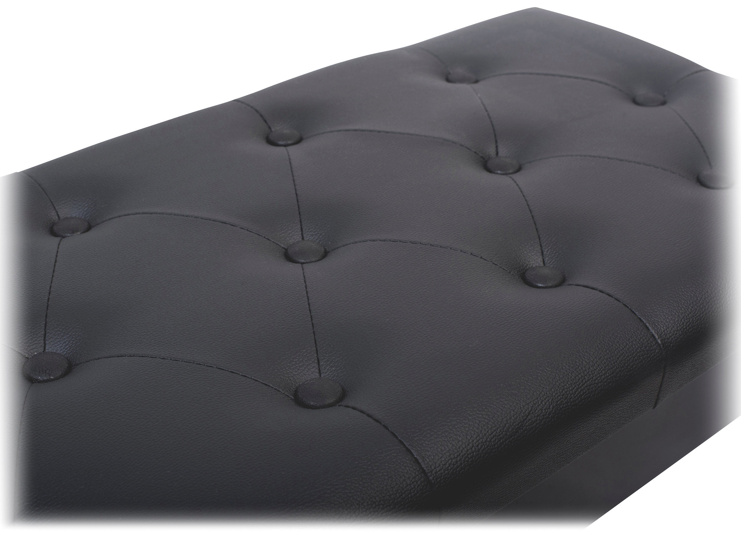 Black Leather Piano Bench Ebony Wood Double Duet Keyboard Seat Storage