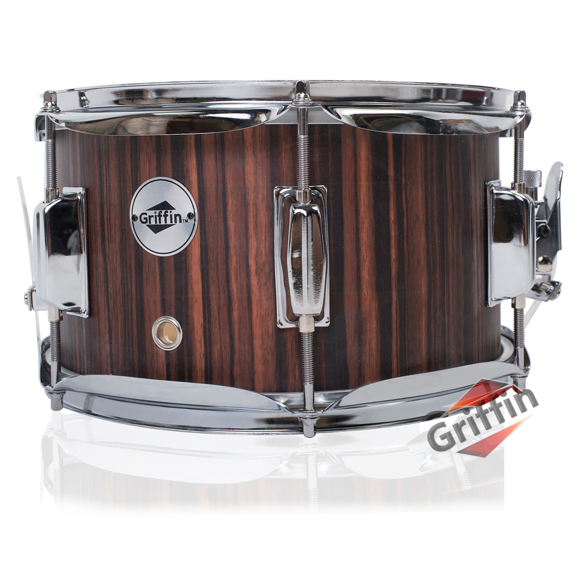 GRIFFIN Popcorn Snare Drum 10x6 Acoustic Mini Poplar Wood Shell