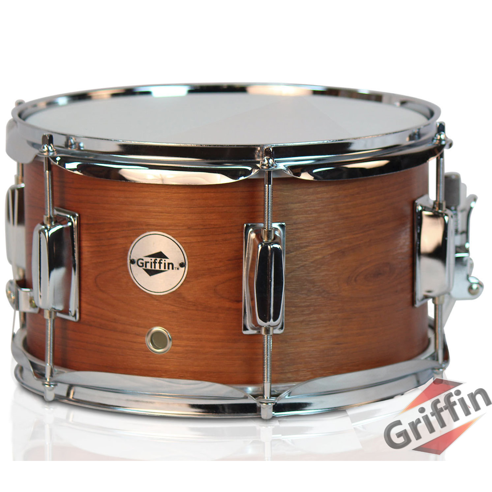 GRIFFIN Firecracker Snare Drum Popcorn 10x6 Poplar Wood Shell
