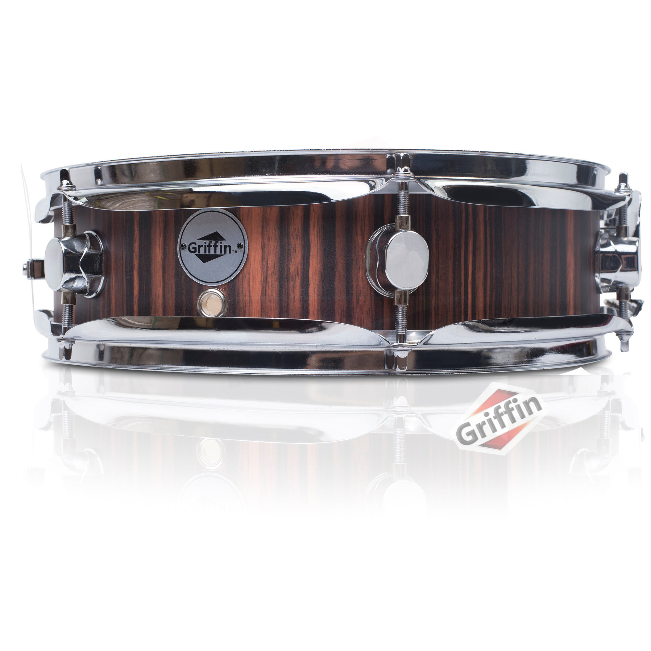 GRIFFIN Piccolo Snare Drum 13 x 3.5 Black Hickory Poplar Wood Shell