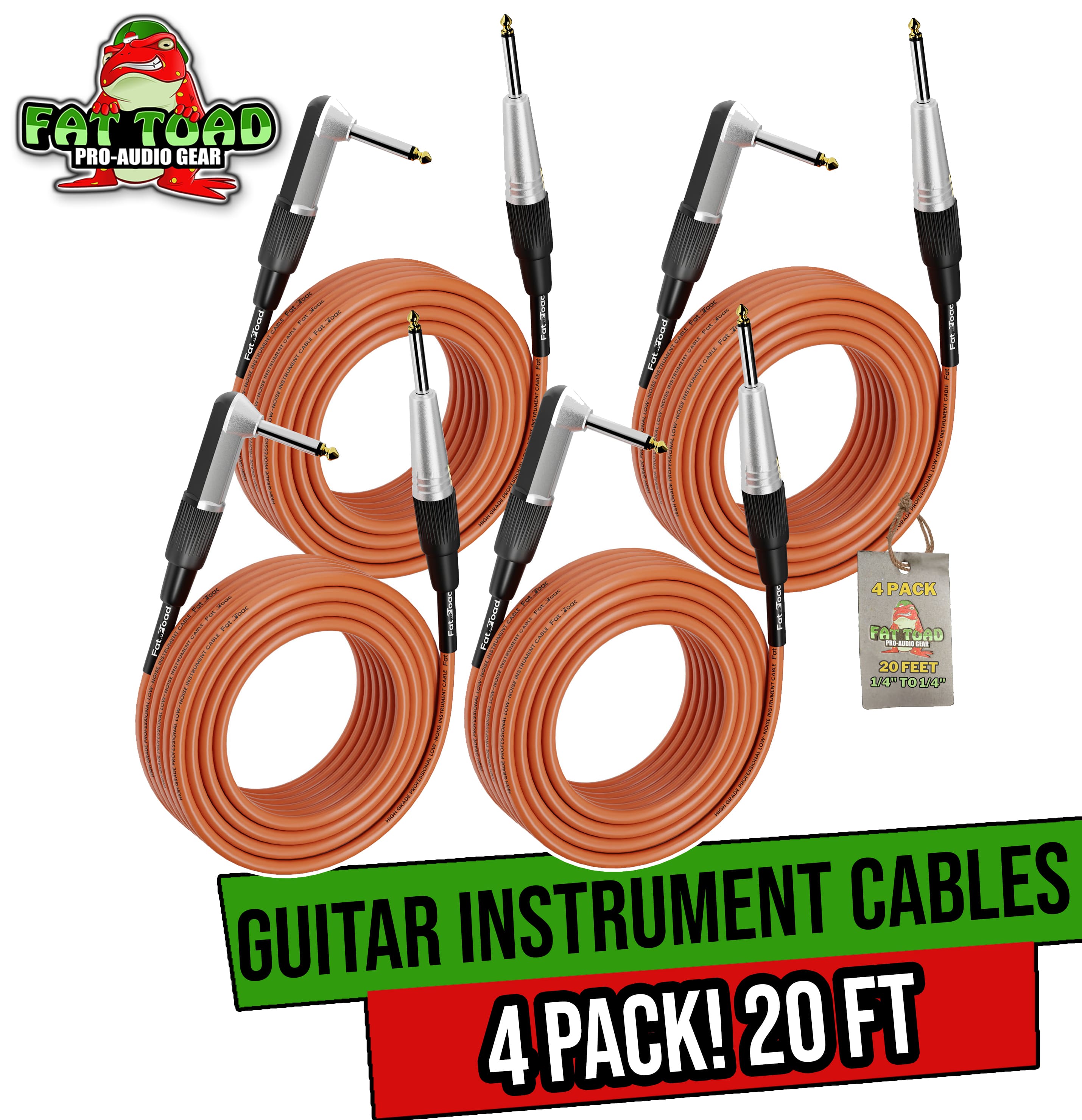 thumbnail image 2 of 6.35mm Right Angle Instrument Cable For Electric Bass & Guitar – 1/4″ Gold Plated, Shielded, 1:1 Split 2 of 4