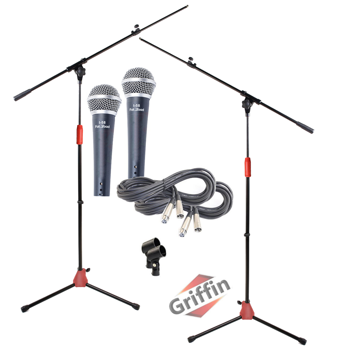 Microphone Boom Arm Stand 2 Pack Holder XLRCable Cardioid Dynamic Vocal