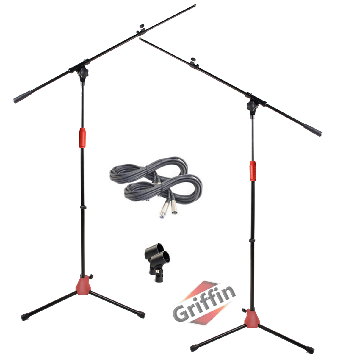 GRIFFIN Microphone Boom Arm Stand 2-PACK Holder XLR Cable Mic Clip ...