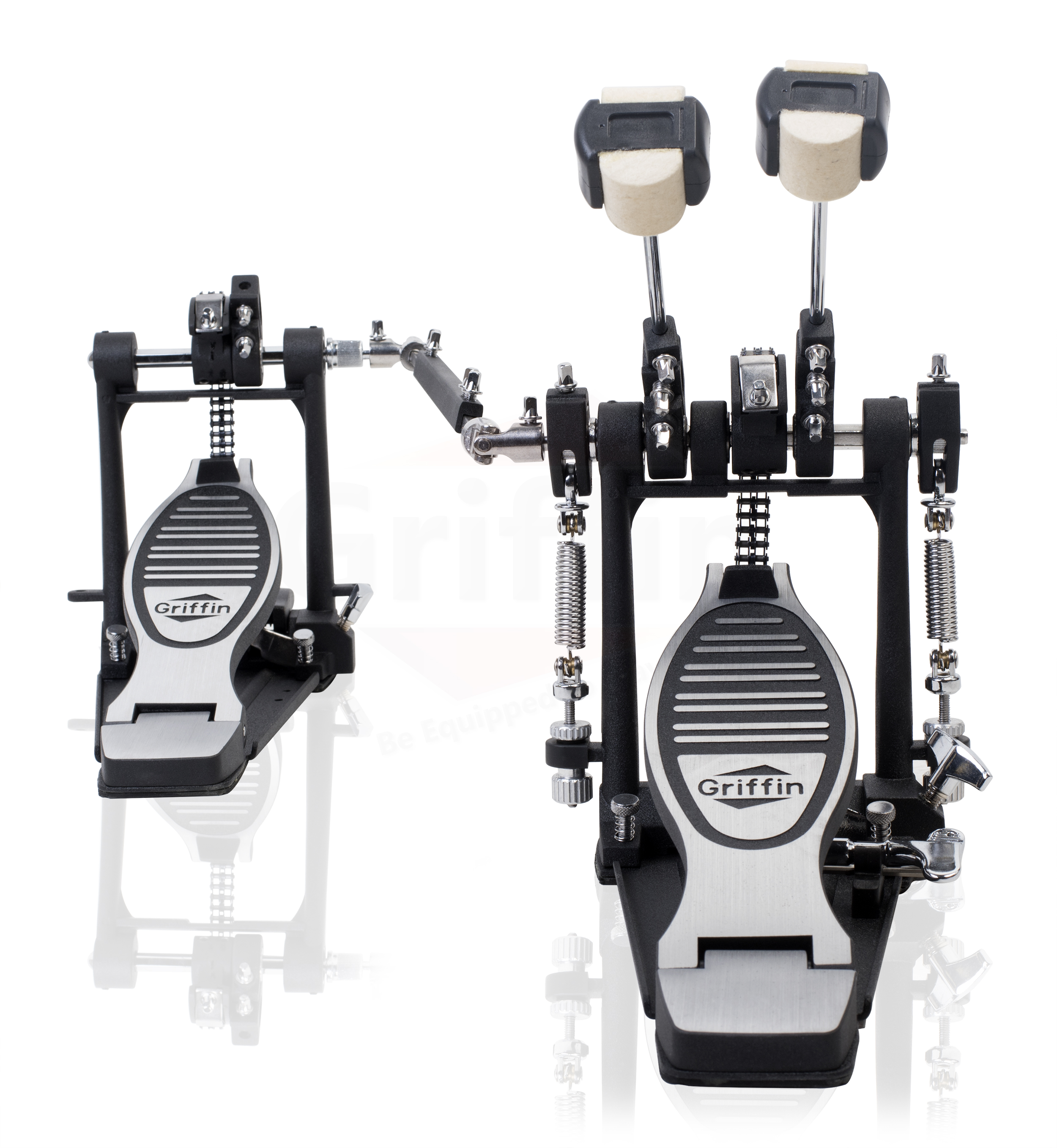 GRIFFIN Double Kick Drum Pedal Twin Foot Bass Dual Chain Percussion