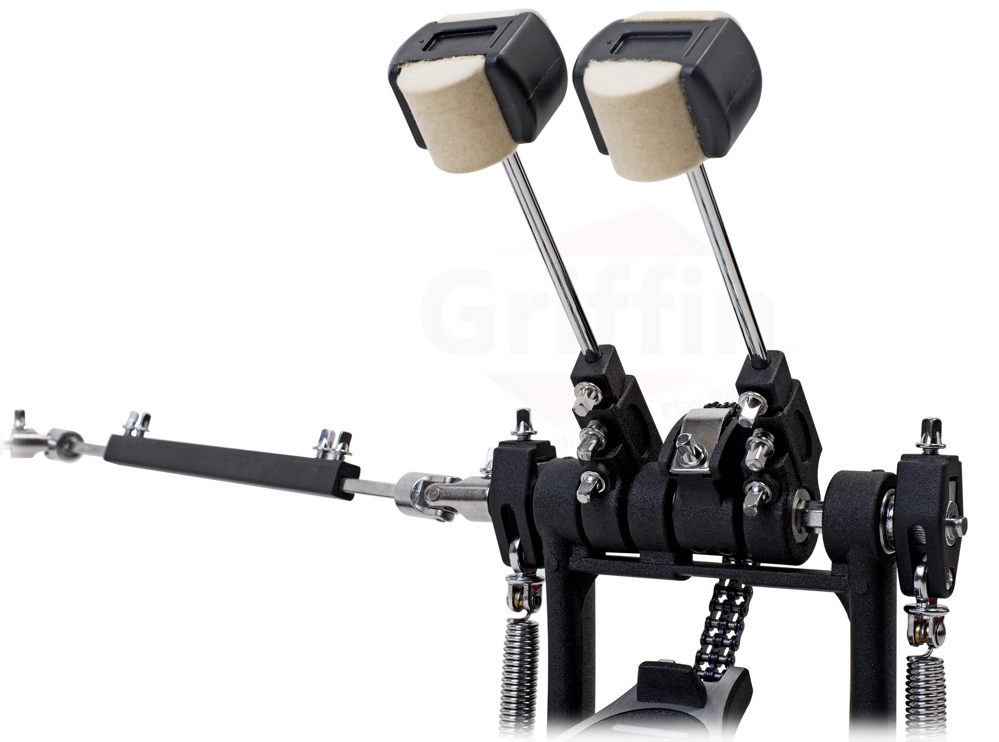 GRIFFIN Double Kick Drum Pedal Twin Foot Bass Dual Chain Percussion